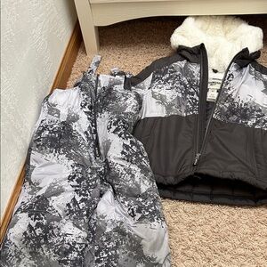 OshKosh B'gosh Black and Gray Puffer Coat with Insulated Snow Bibs